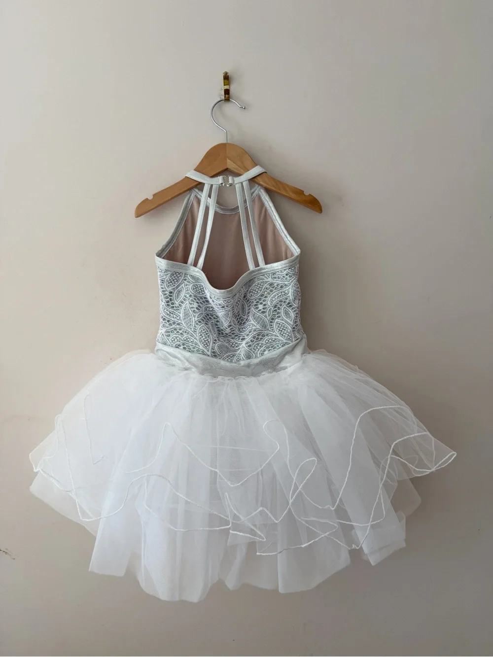 WEISSMAN EUC White Silver Sequin Lace Angel Tutu Ballet Dance Recital Costume